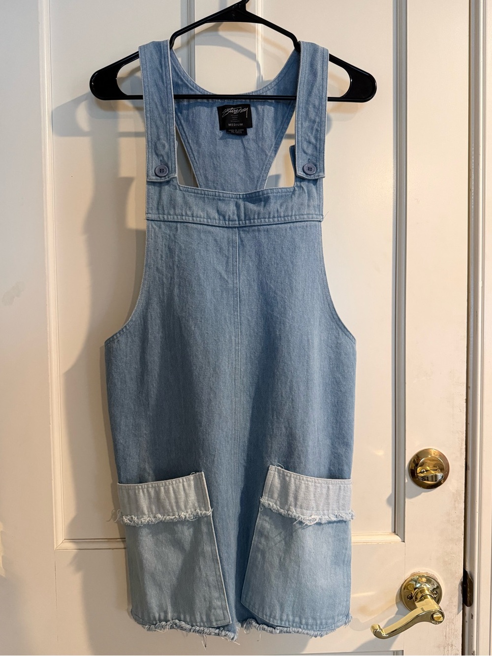 RARE Stüssy Tilted Denim Overall Mini Dress - Medium